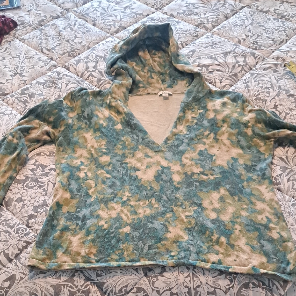 JJill V Neck long sleeved Sweater with Hoodie